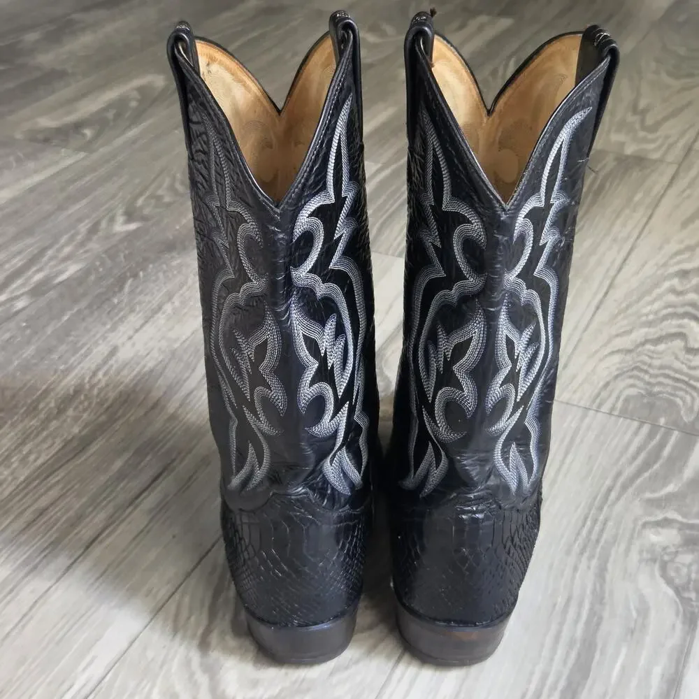CS Vintage Tony Lama black python skin Men's US 10D cowboy boots